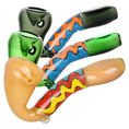 Load image into Gallery viewer, Groovy Waves Sherlock Glass Hand Pipe by Smoke Drop - view 3 | Buddy Brandz
