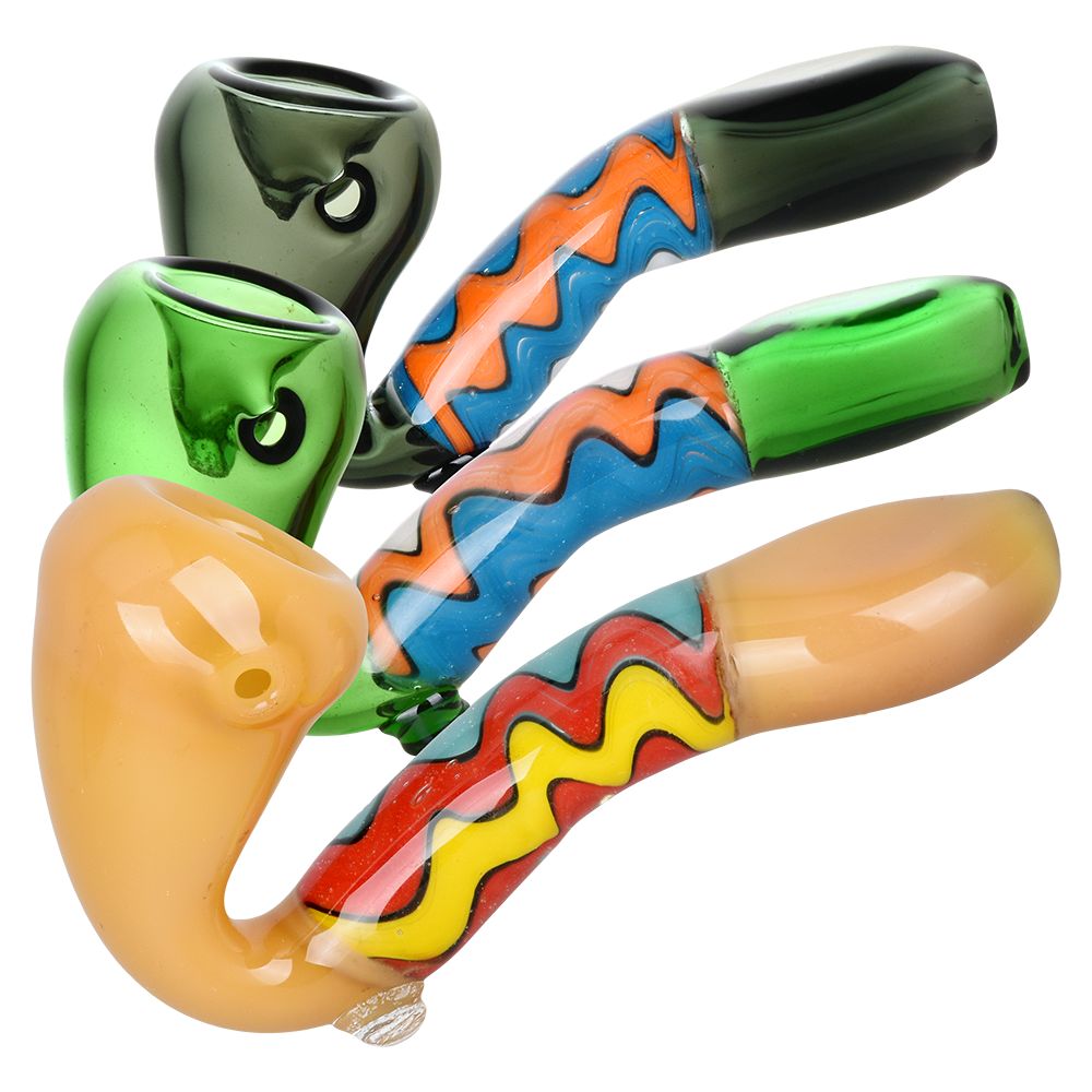 Groovy Waves Sherlock Glass Hand Pipe by Smoke Drop - view 3 | Buddy Brandz