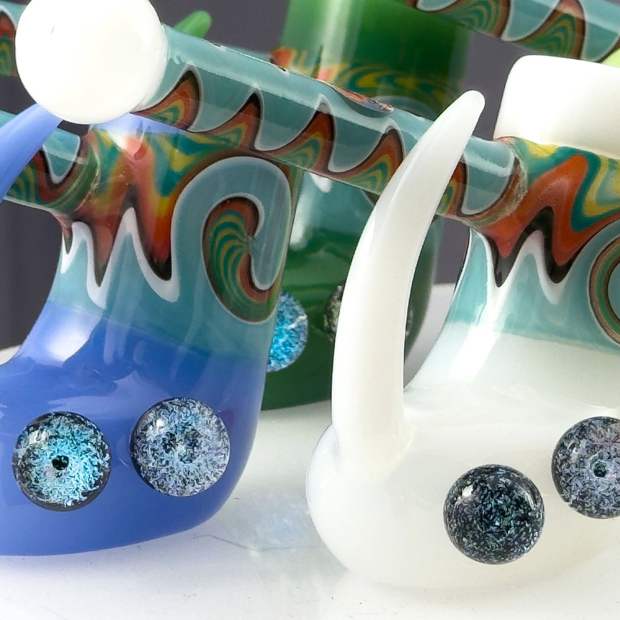 Crush Fang Dual Galaxy Marbles Bubbler Pipe by Smoke Drop - view 6 | Buddy Brandz