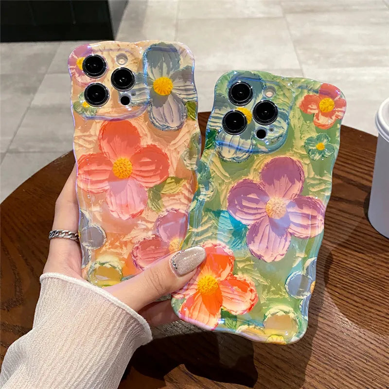 Luxury Laser Pink Glitter 3D Painting Flowers Phone Case For Iphone 11 12 13 14 15 ProMAX Shockproof Bumper IMD Soft Back Cover by Buddy Brandz - view 66 | Buddy Brandz