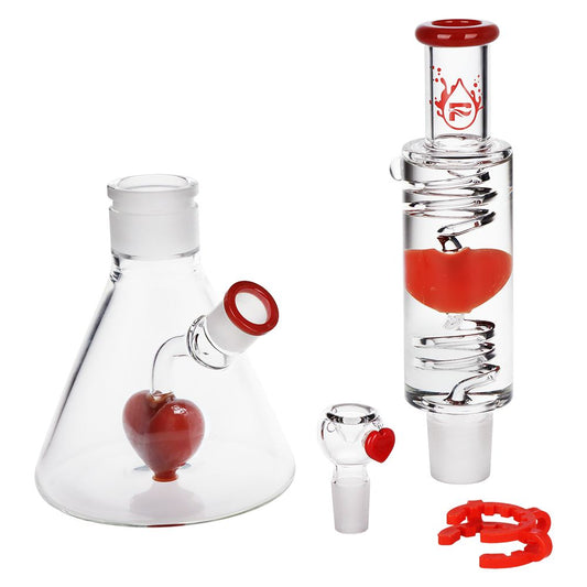 Pulsar Love Heart Beat Glycerin Beaker Glass Water Pipe - 14" / 19mm F by Smoke Drop - view 2 | Buddy Brandz - alternate view | Buddy Brandz