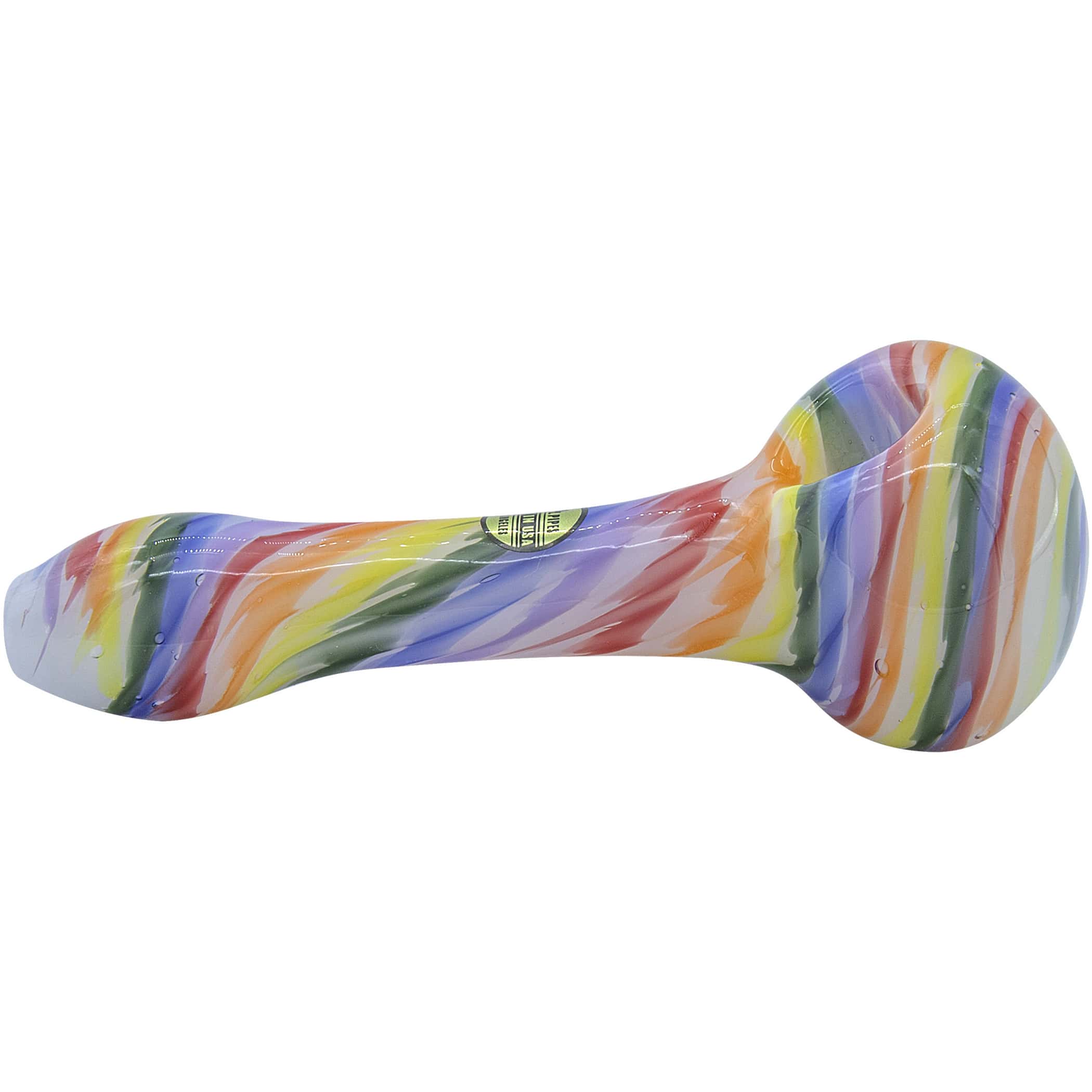 Rainbow Tie-Dye Glass Spoon Pipe by Smoke Drop - view 4 | Buddy Brandz