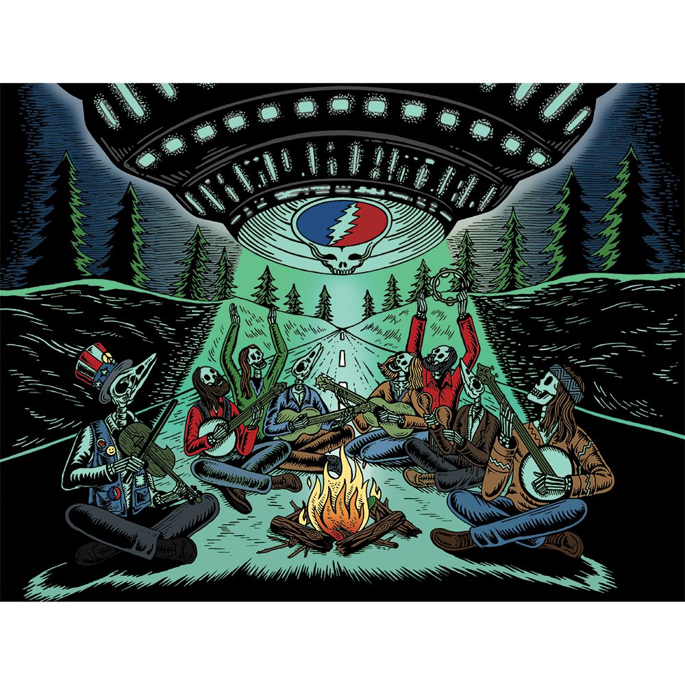Grateful Dead x Pulsar Inside Print Bent Sherlock Pipe | 4" by Smoke Drop - view 23 | Buddy Brandz