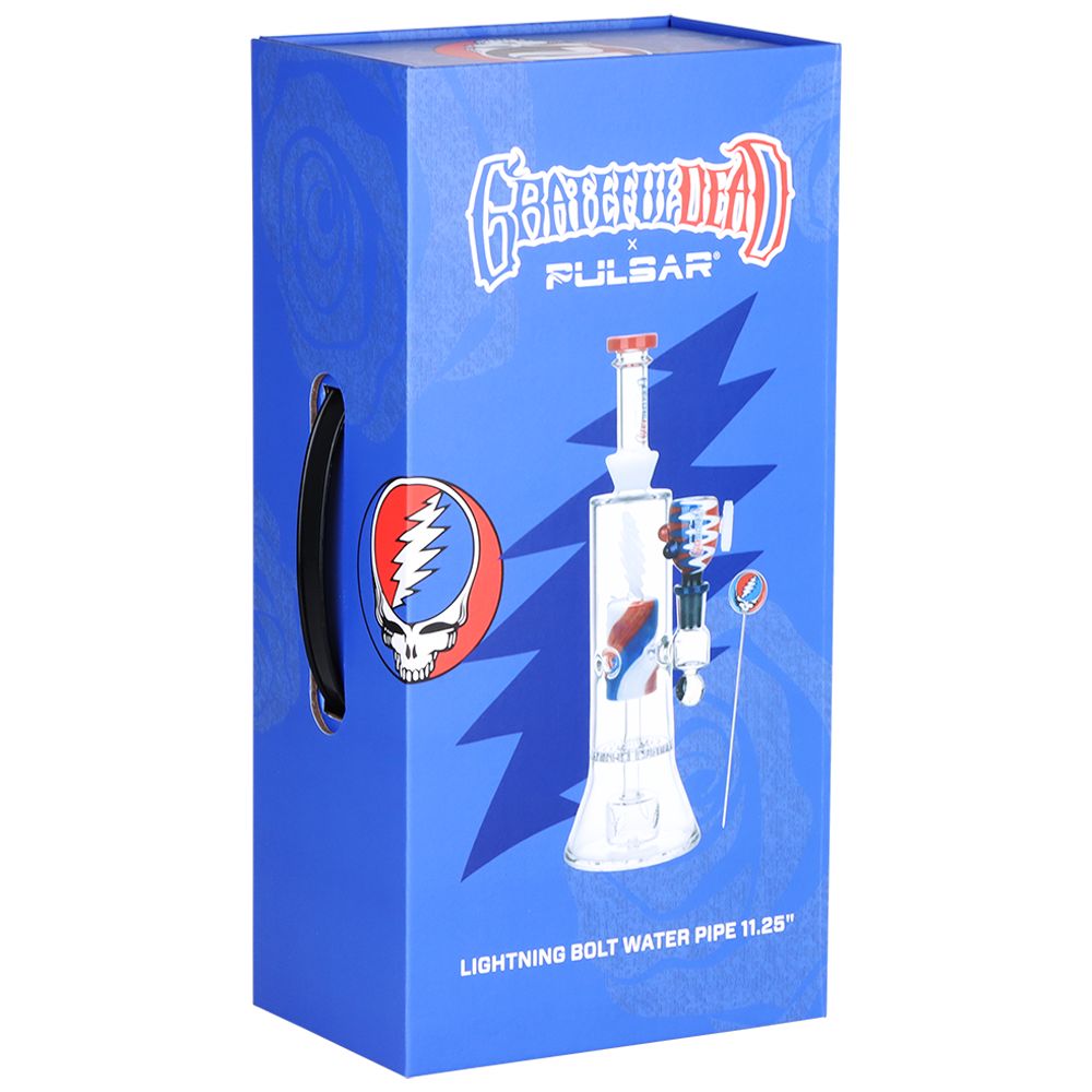 Grateful Dead x Pulsar Lightning Bolt Glass Water Pipe by Smoke Drop - view 5 | Buddy Brandz