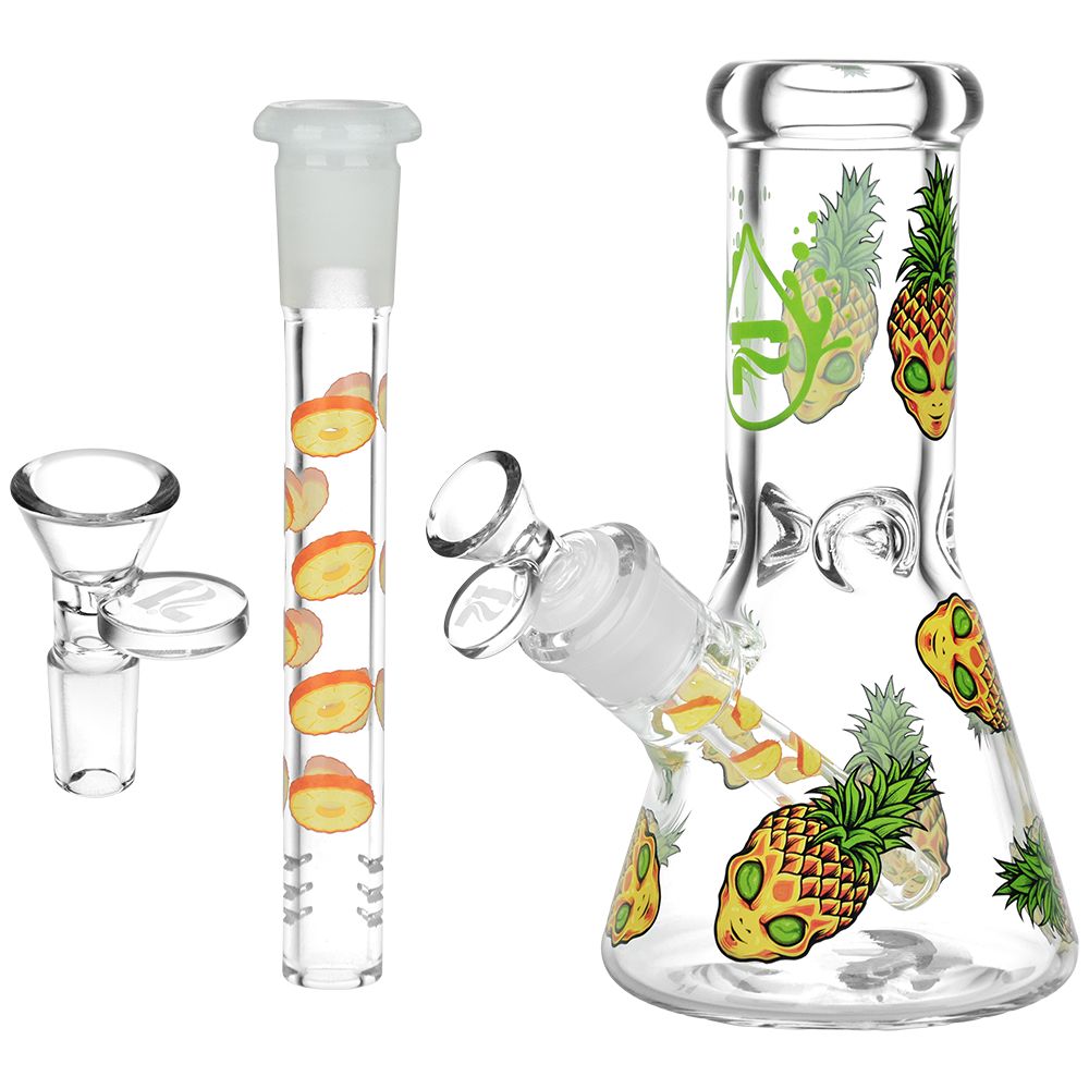 Pulsar Pine alien Design Series Glass Beaker Water Pipe by Smoke Drop - view 3 | Buddy Brandz