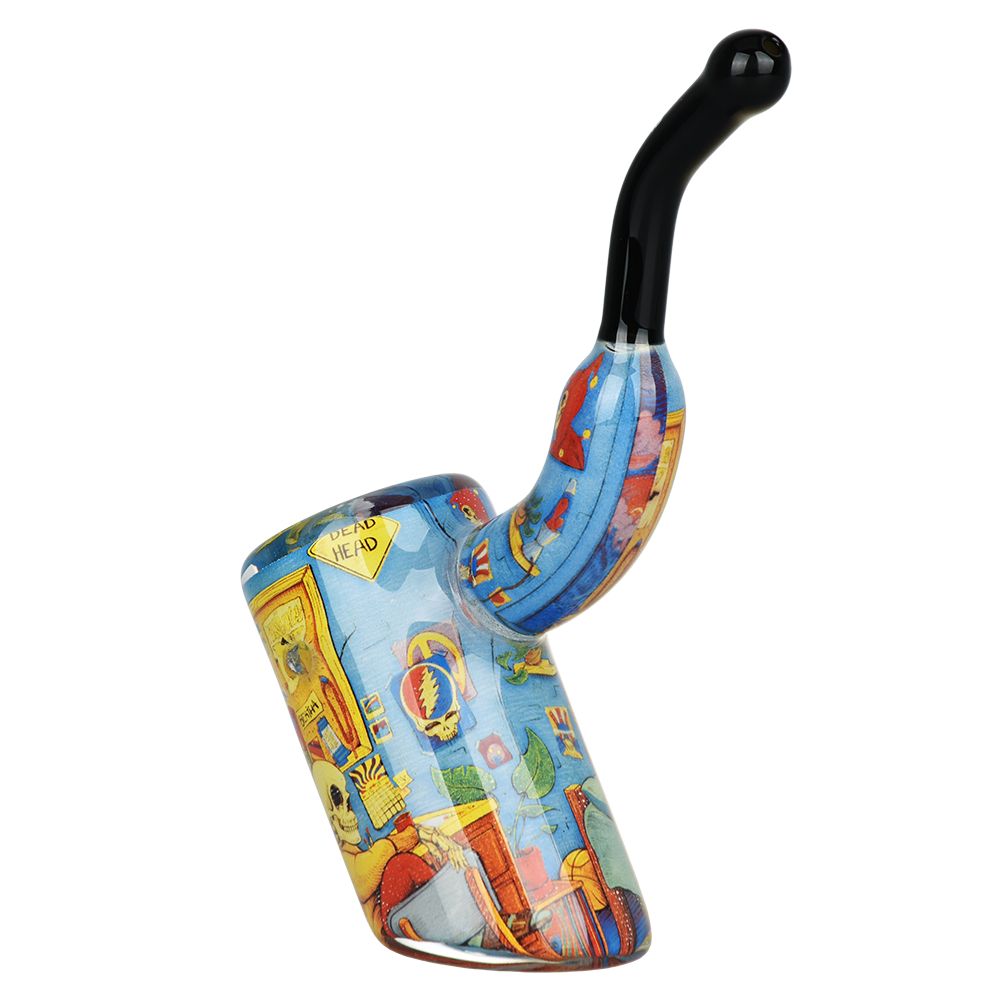 Grateful Dead x Pulsar Inside Print Bent Sherlock Pipe | 4" by Smoke Drop - view 10 | Buddy Brandz