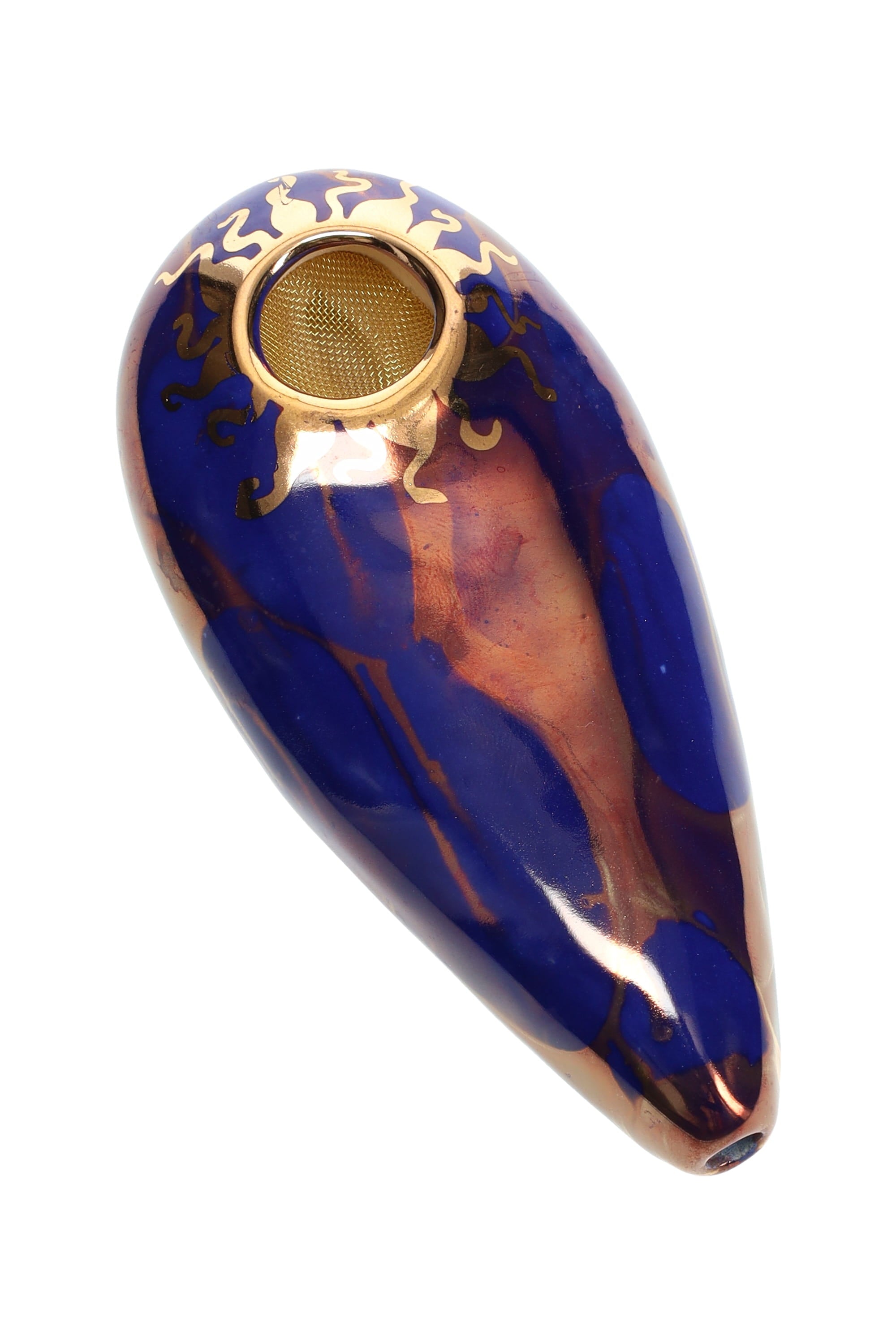 Ancient Creations Ceramics Oval Hand Pipe – Brass Screen – Made in USA by Smoke Drop - view 7 | Buddy Brandz