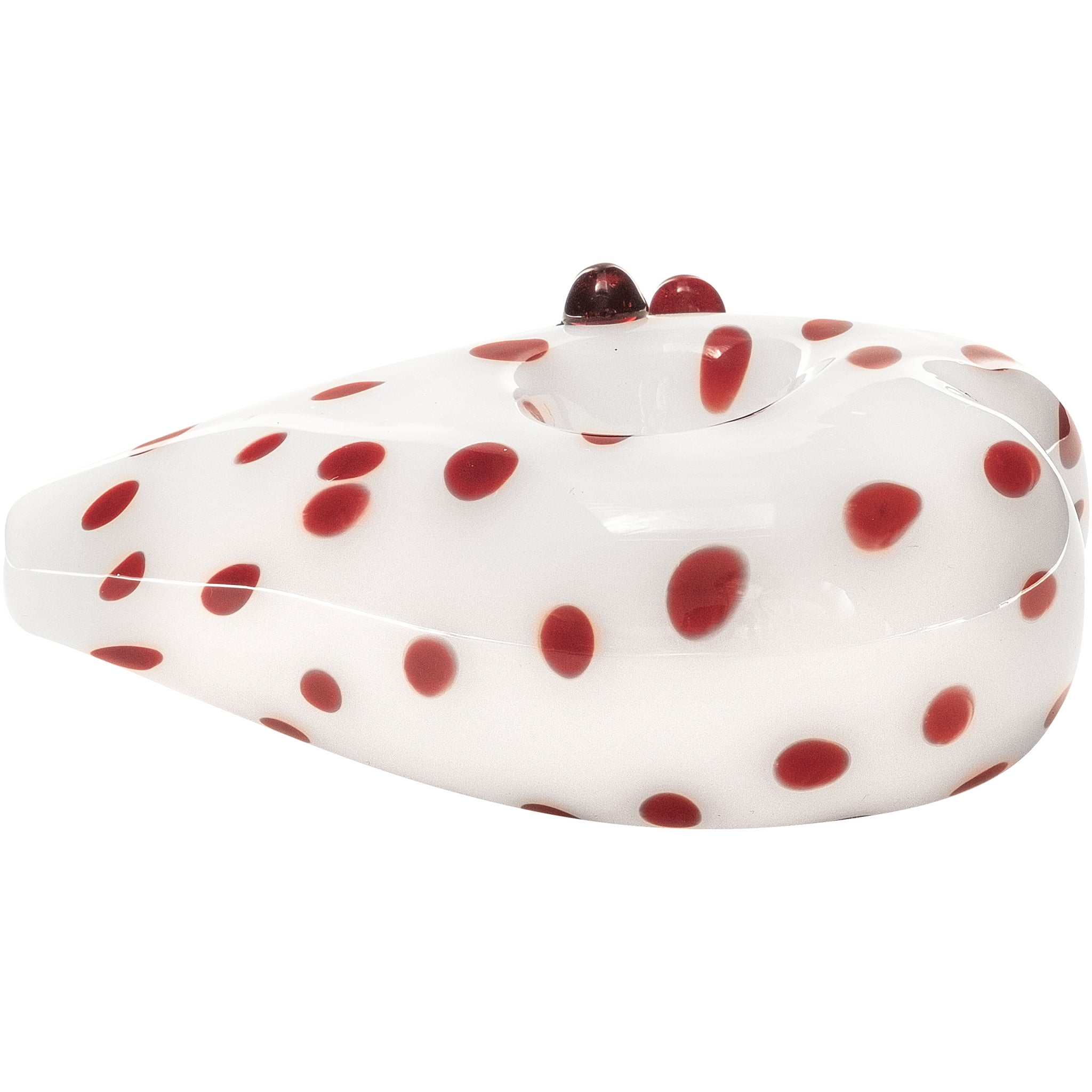 White Heart Red Polka Dots Glass Hand Pipe by Smoke Drop - view 6 | Buddy Brandz