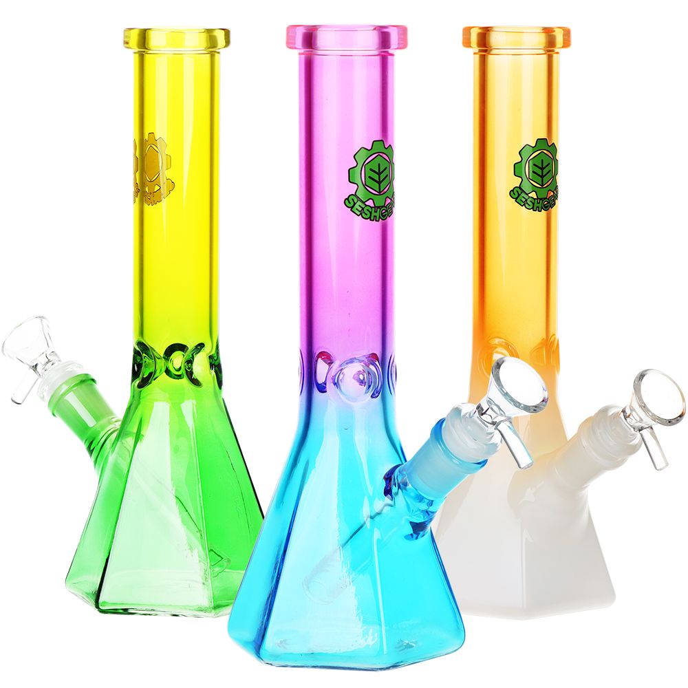 SeshGear Prismatic Bliss Ombre Glass Water Pipe | 10" | 14mm F by Smoke Drop - view 7 | Buddy Brandz