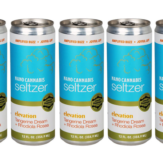 24CT CASE - Asheville Dispensary Nano Cannabis D9 Elevation Seltzer -12oz / 50mg / Tangerine Dream / Rhodiola Rosea - alternate view | Buddy Brandz