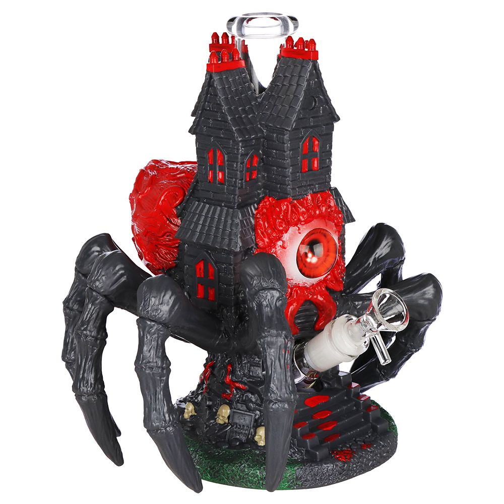 All Seeing Arachnid Castle Glass & Vinyl Water Pipe - 10.25" / 14mm F