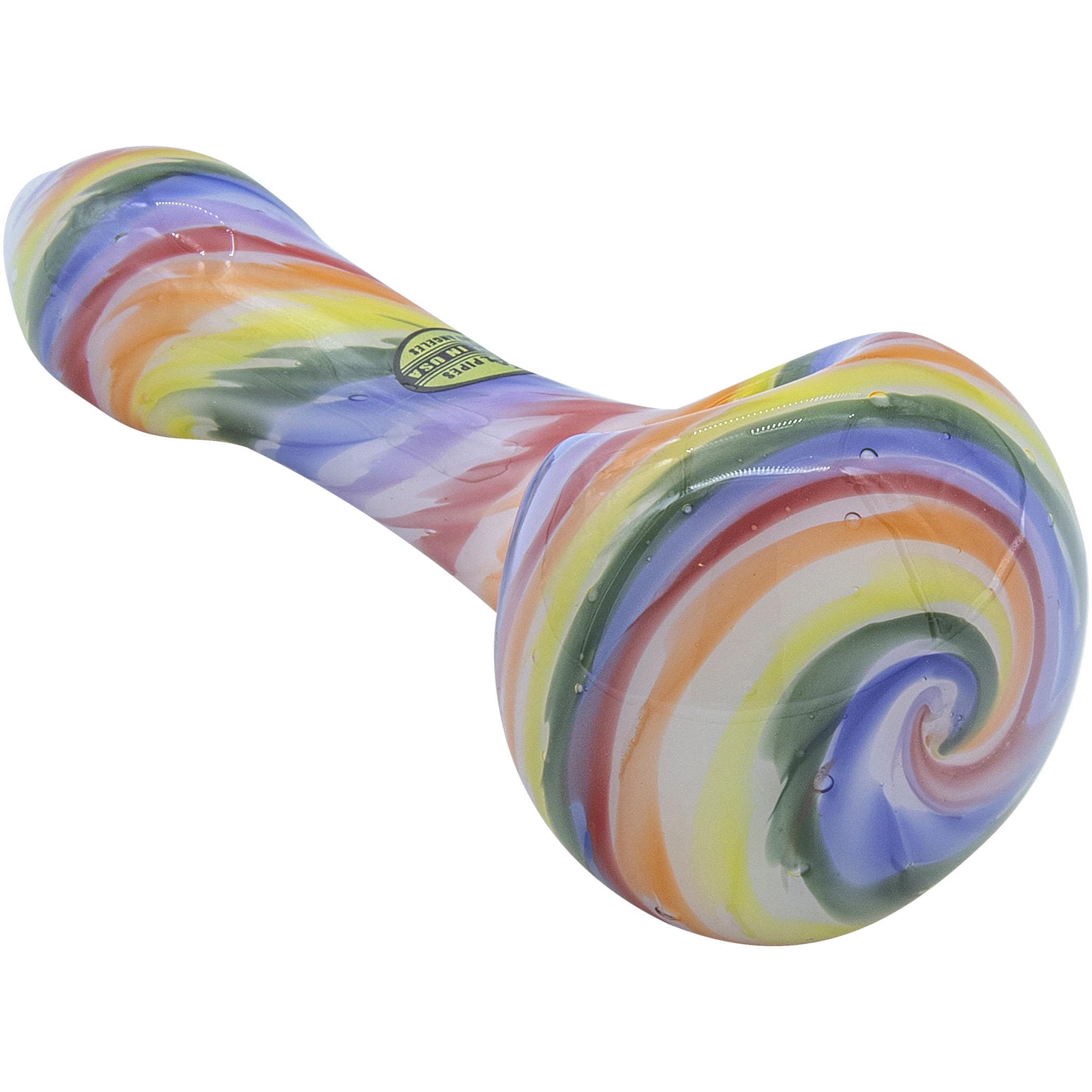 Rainbow Tie-Dye Glass Spoon Pipe by Smoke Drop - view 6 | Buddy Brandz