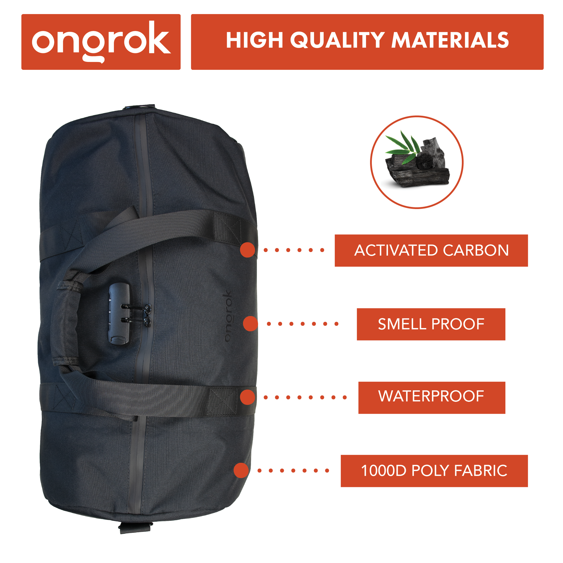 Ongrok Carbon-lined Smell proof Duffle Bag by Smoke Drop - view 4 | Buddy Brandz