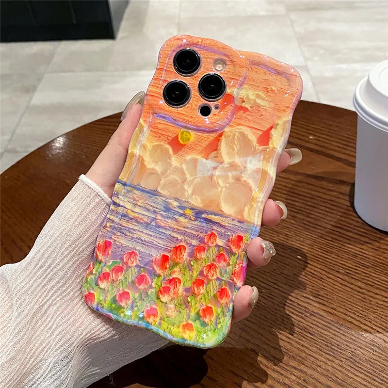 Luxury Laser Pink Glitter 3D Painting Flowers Phone Case For Iphone 11 12 13 14 15 ProMAX Shockproof Bumper IMD Soft Back Cover by Buddy Brandz - view 8 | Buddy Brandz