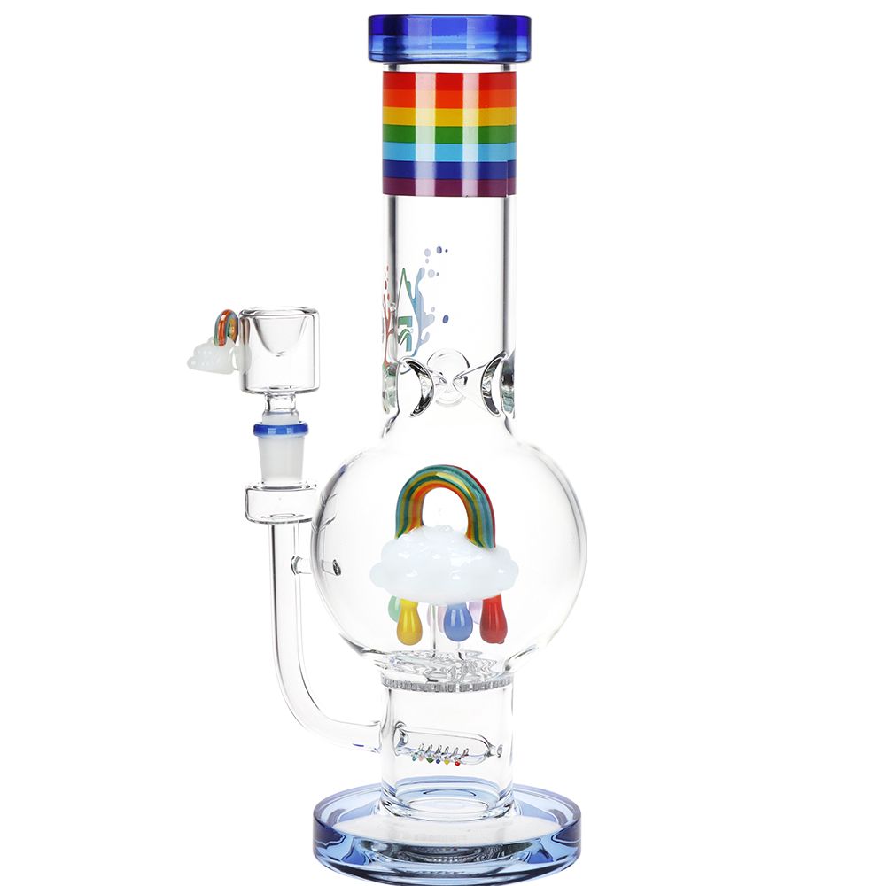 Pulsar Acid Rainbows Bubble Base Glass Water Pipe - 12.6" / 14mm F by Smoke Drop - view 4 | Buddy Brandz