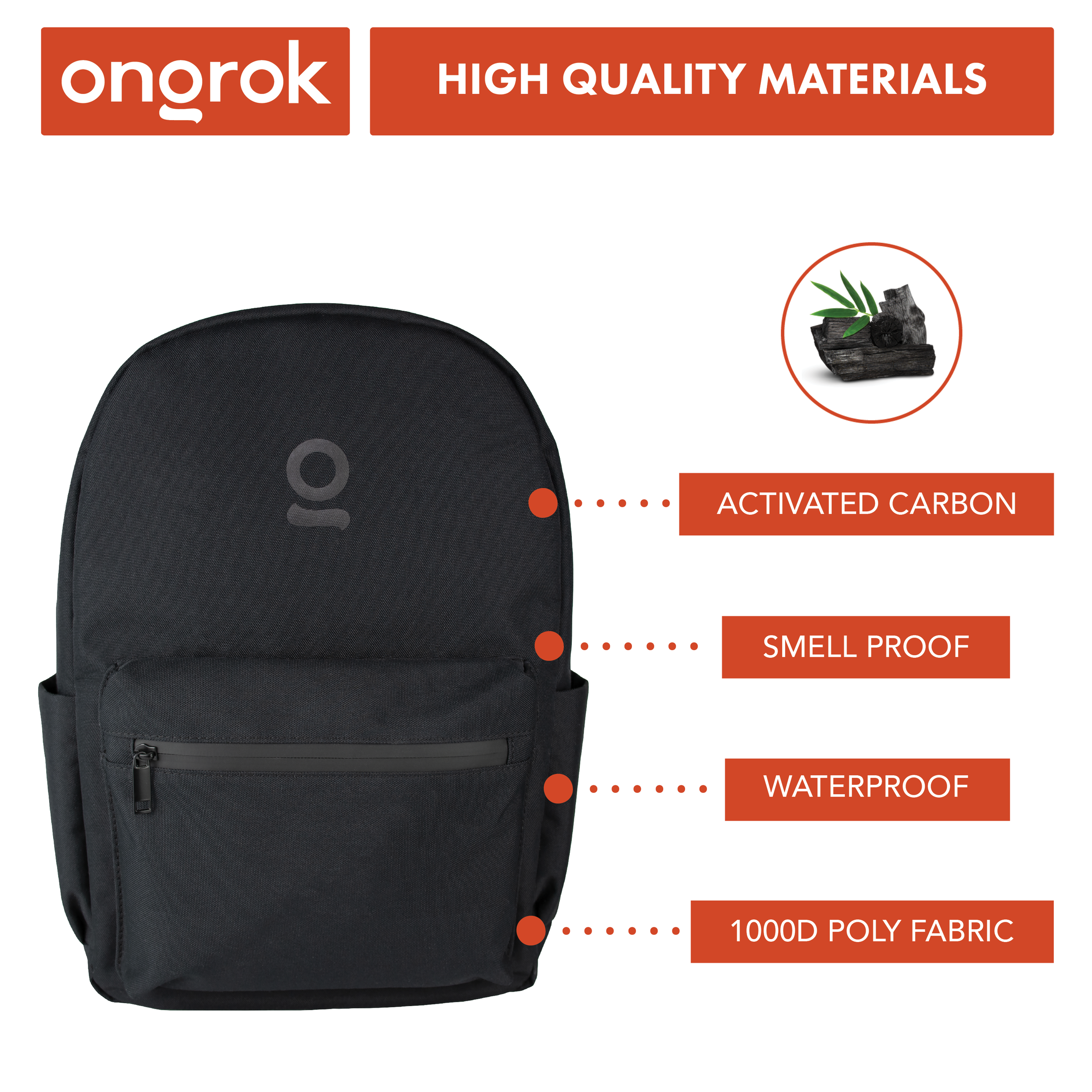 Ongrok Carbon-lined Backpack Smell Proof by Smoke Drop - view 3 | Buddy Brandz