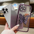 Load image into Gallery viewer, Gradient Glitter Butterfly Holder Plating Phone Cases for iPhone 15Pro 11 12 13 14 Pro Max Clear Shockproof Soft Silicone Cover by Buddy Brandz - view 2 | Buddy Brandz
