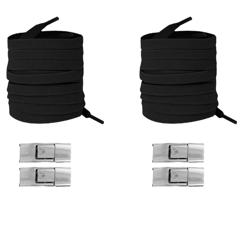 New Without Ties Elastic Laces No Tie Shoe Laces Press Lock Shoelaces Sneaker Kids Adult 8MM Widened Flat Shoelace for Shoes by Buddy Brandz - view 5 | Buddy Brandz