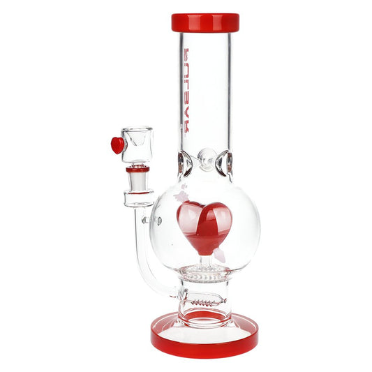 Pulsar Cupids Heart Bubble Base Glass Water Pipe - 12" / 14mm F by Smoke Drop - view 2 | Buddy Brandz - alternate view | Buddy Brandz