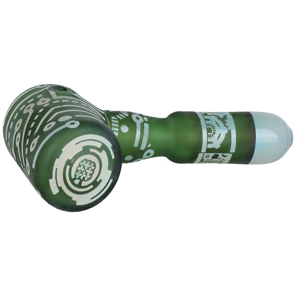 Circuits of Love Sandblasted Glass Hand Pipe - 4.75" by Smoke Drop - view 3 | Buddy Brandz
