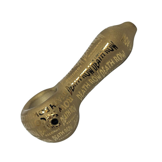 Death Row Records Metallic Etched Glass Spoon Pipe - 4" by Smoke Drop | Buddy Brandz | Buddy Brandz