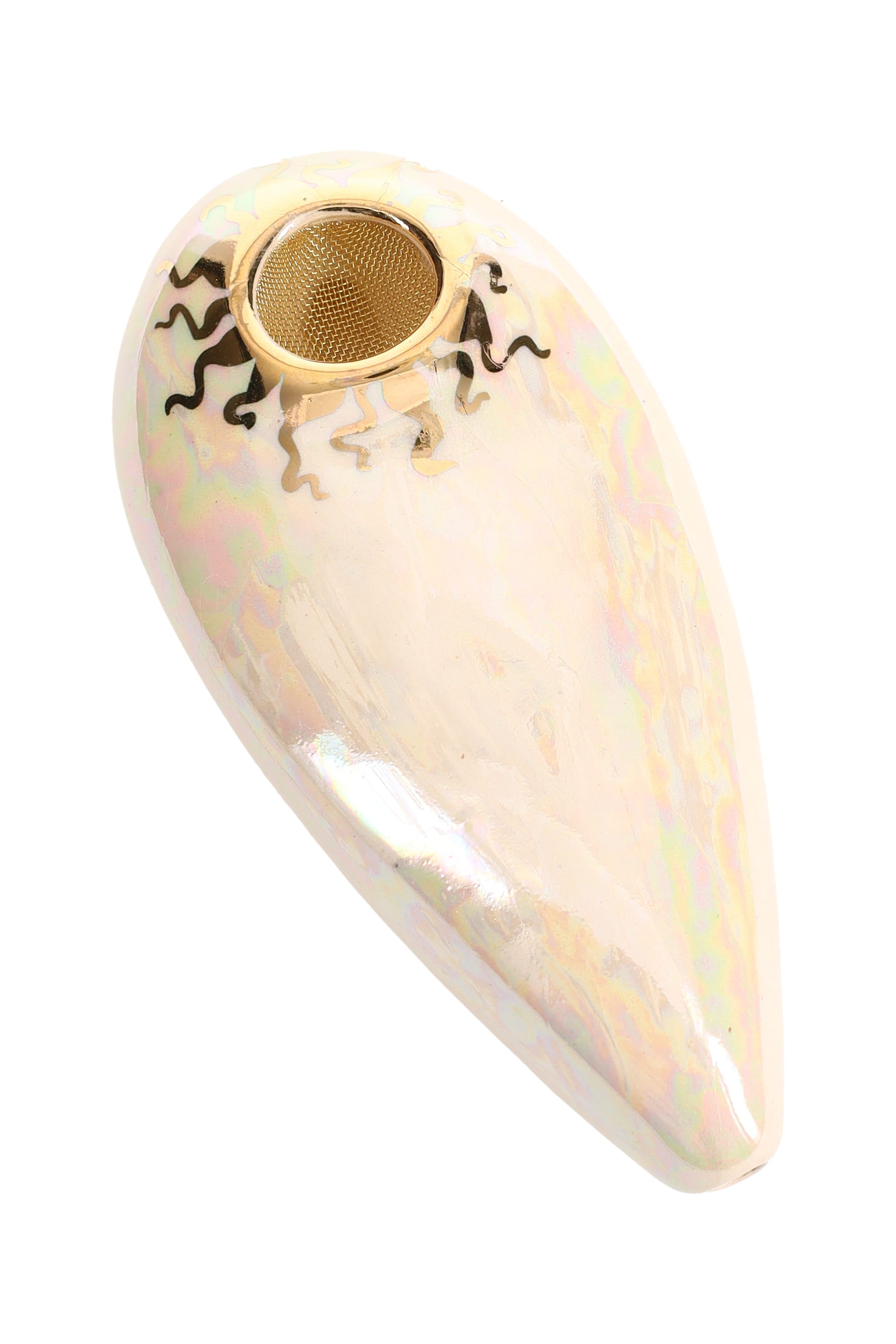 Ancient Creations Ceramics Oval Hand Pipe – Brass Screen – Made in USA by Smoke Drop - view 11 | Buddy Brandz