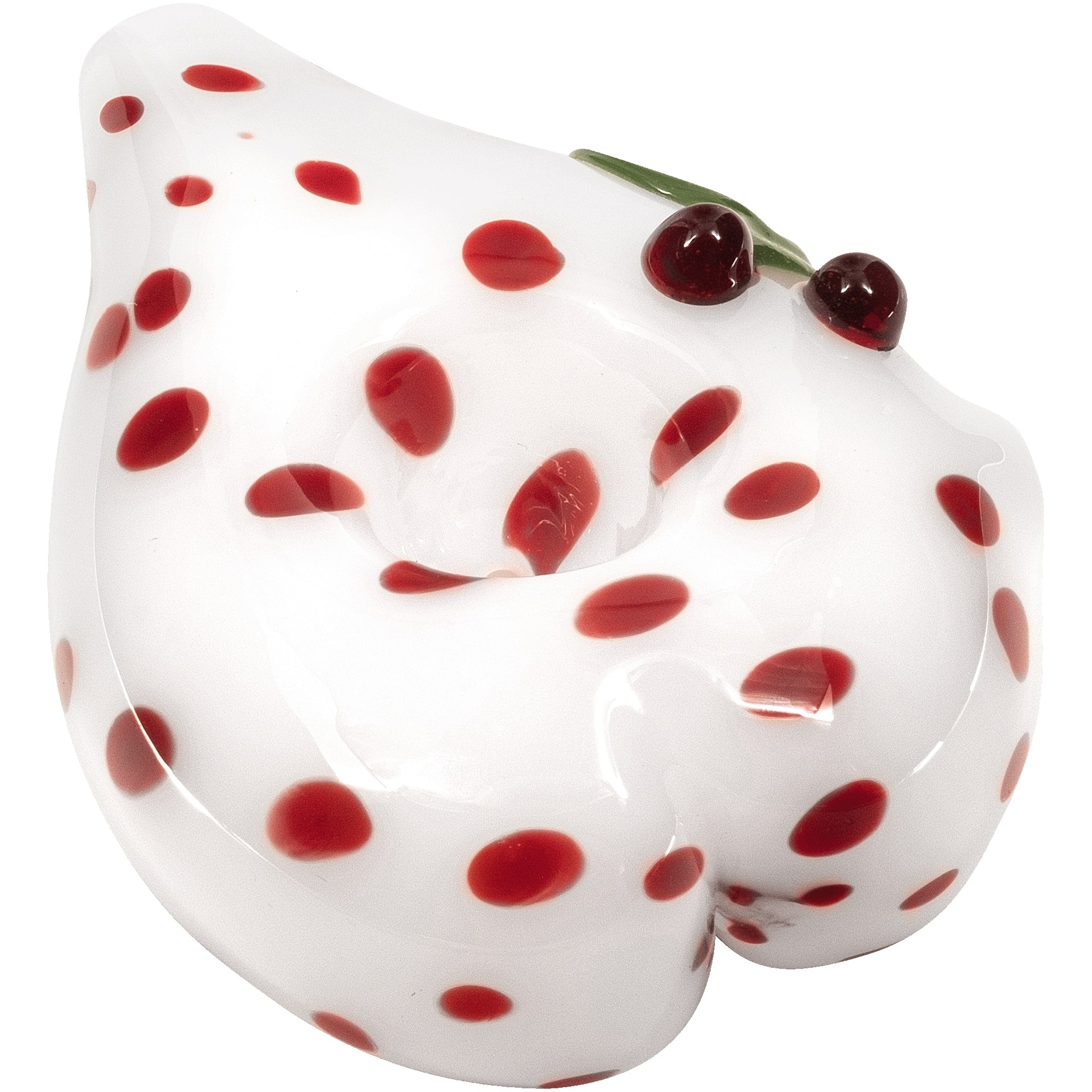 White Heart Red Polka Dots Glass Hand Pipe by Smoke Drop - view 2 | Buddy Brandz