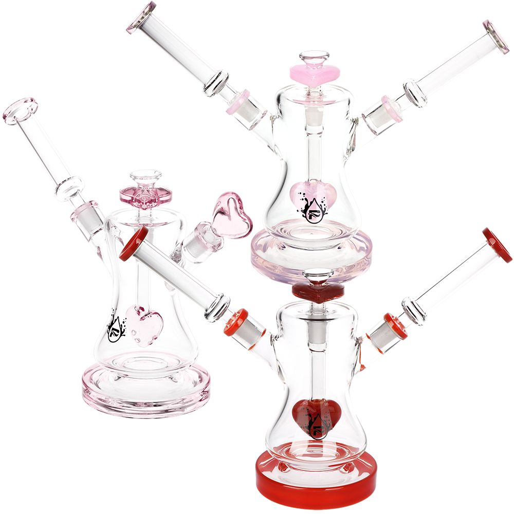 Pulsar Date Night: Part 2 Dual Neck Glass Water Pipe | 8.5" | 14mm F by Smoke Drop - view 8 | Buddy Brandz