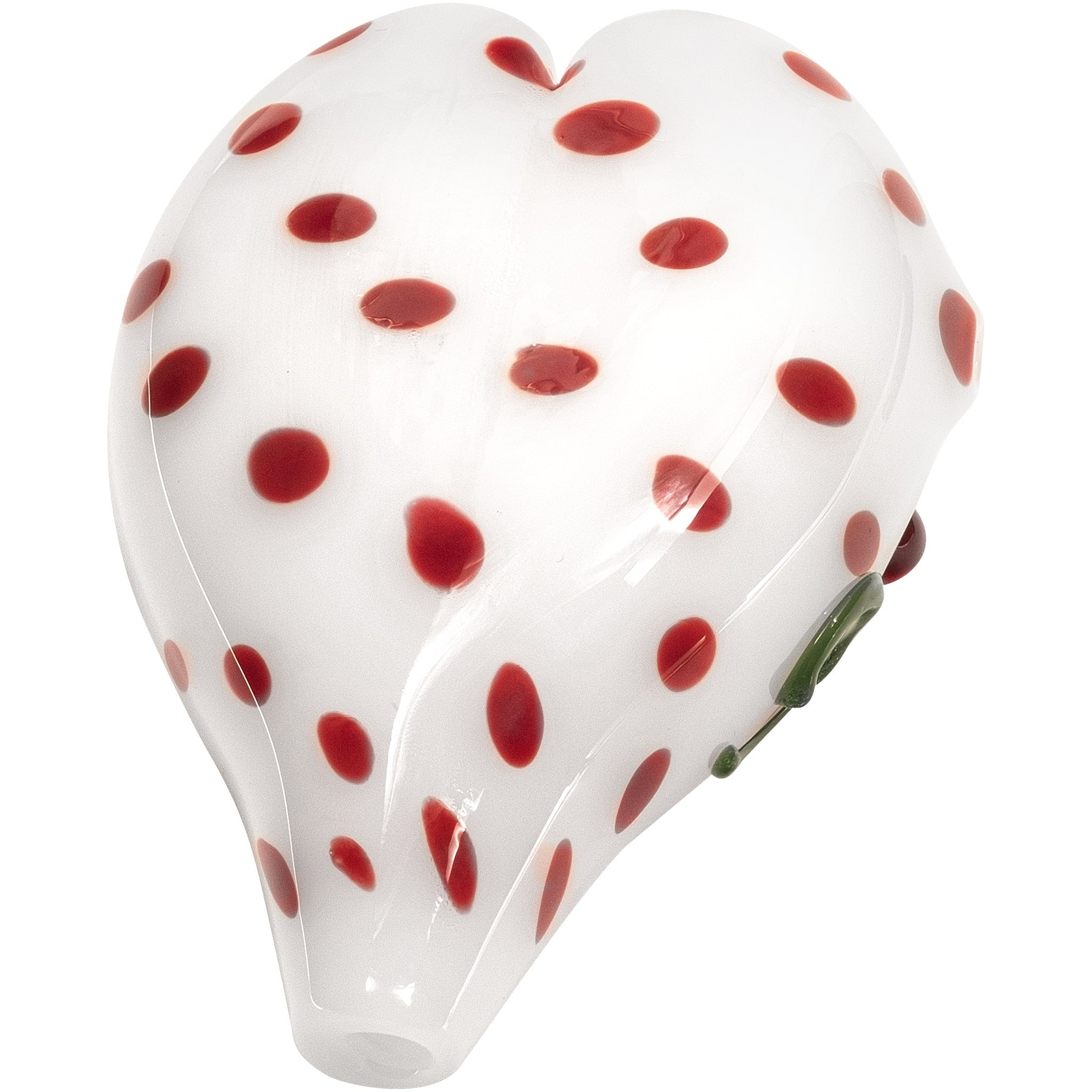 White Heart Red Polka Dots Glass Hand Pipe by Smoke Drop - view 8 | Buddy Brandz