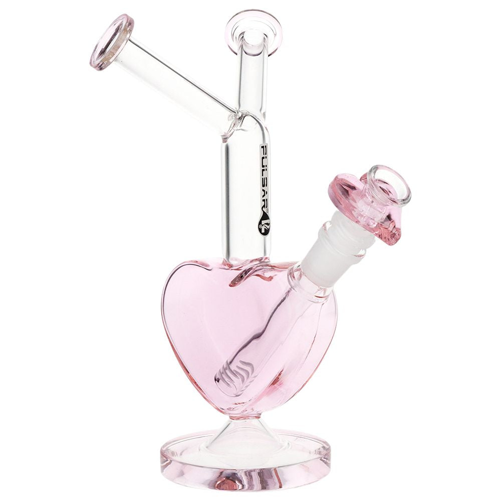 Pulsar Double Kiss Heart Glass Water Pipe - 11" / 14mm F by Smoke Drop - view 2 | Buddy Brandz