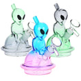 Load image into Gallery viewer, Alien UFO Ombre Mini Glass Water Pipe - 5" by Smoke Drop | Buddy Brandz
