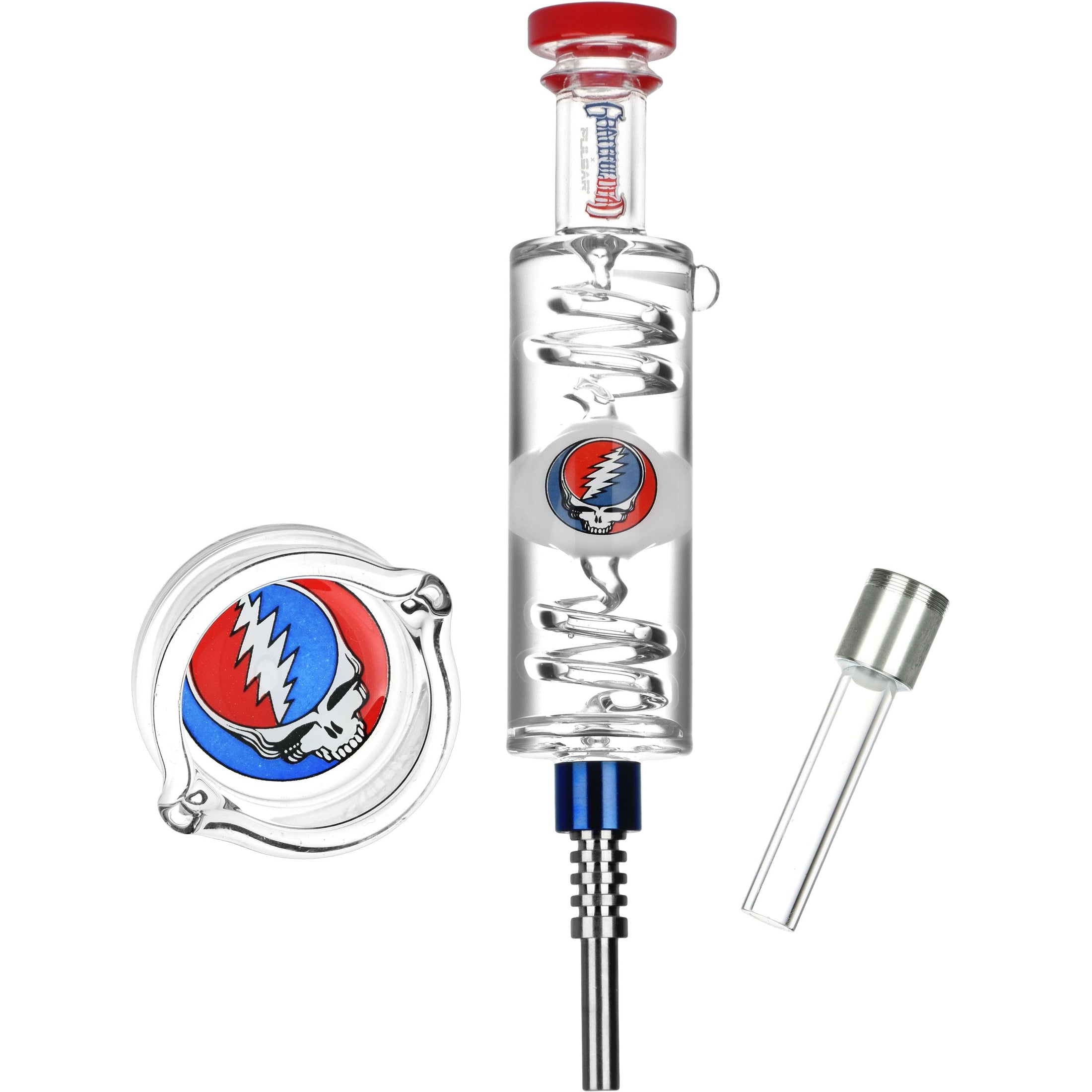 Grateful Dead x Pulsar Steal Your Face Glycerin Glass Dab Straw - 8.5" by Smoke Drop | Buddy Brandz
