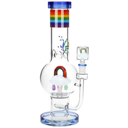 Pulsar Acid Rainbows Bubble Base Glass Water Pipe - 12.6" / 14mm F by Smoke Drop | Buddy Brandz | Buddy Brandz