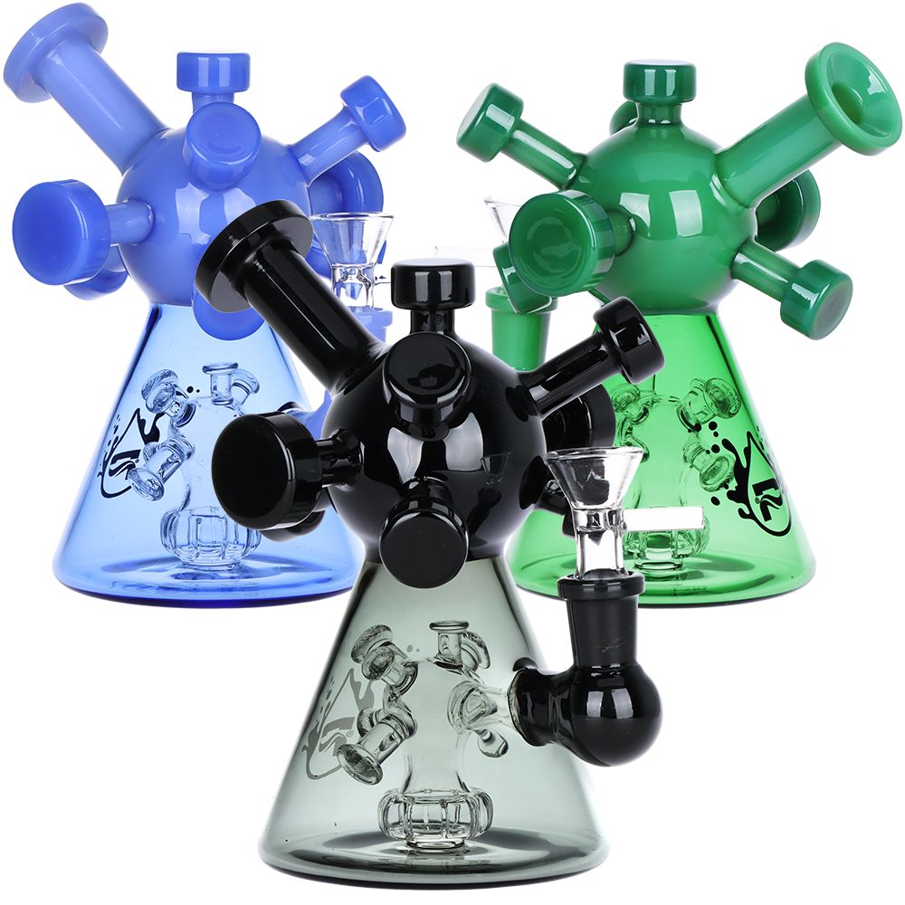Pulsar Molecule Glass Water Pipe - 7" by Smoke Drop | Buddy Brandz