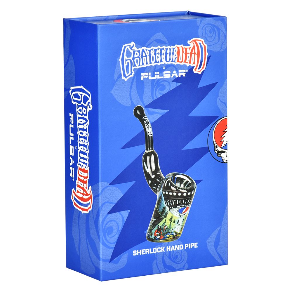 Grateful Dead x Pulsar Inside Print Bent Sherlock Pipe | 4" by Smoke Drop - view 24 | Buddy Brandz