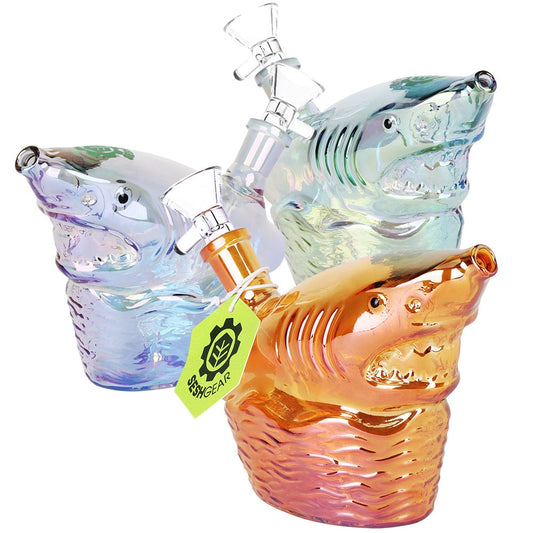 Seshgear Shark Attack Electroplated Glass Water Pipe - 5.5" / 14mm F / Colors Vary by Smoke Drop | Buddy Brandz | Buddy Brandz