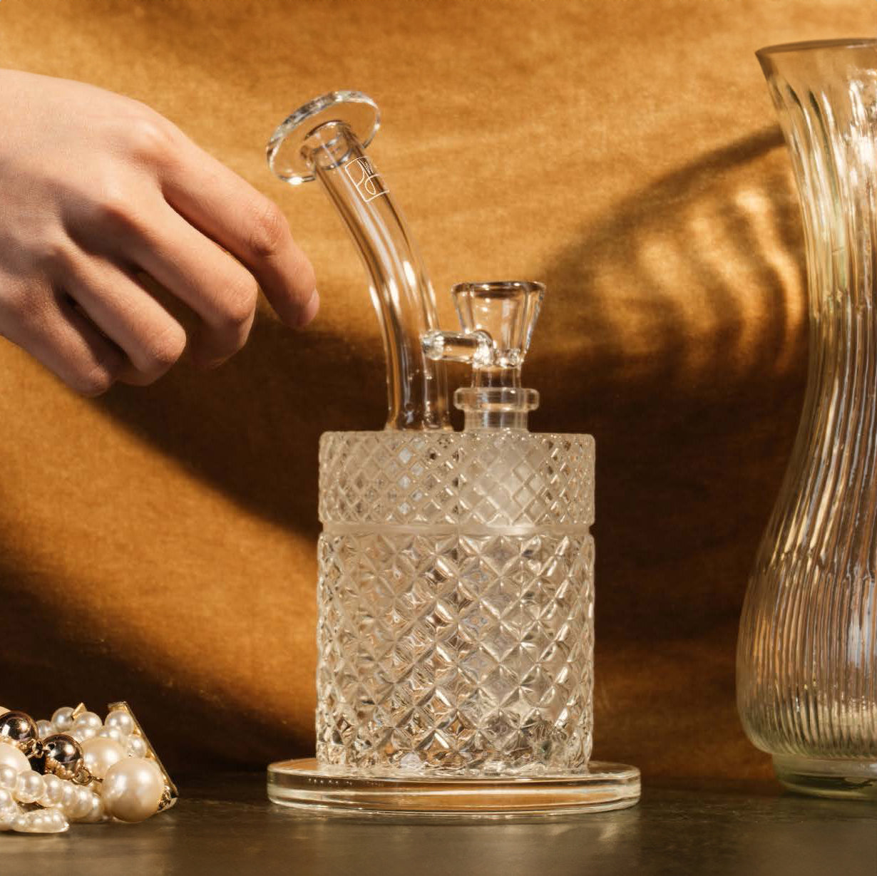 Jane West Twenties Collection Water Pipe | Clear by Smoke Drop - view 2 | Buddy Brandz