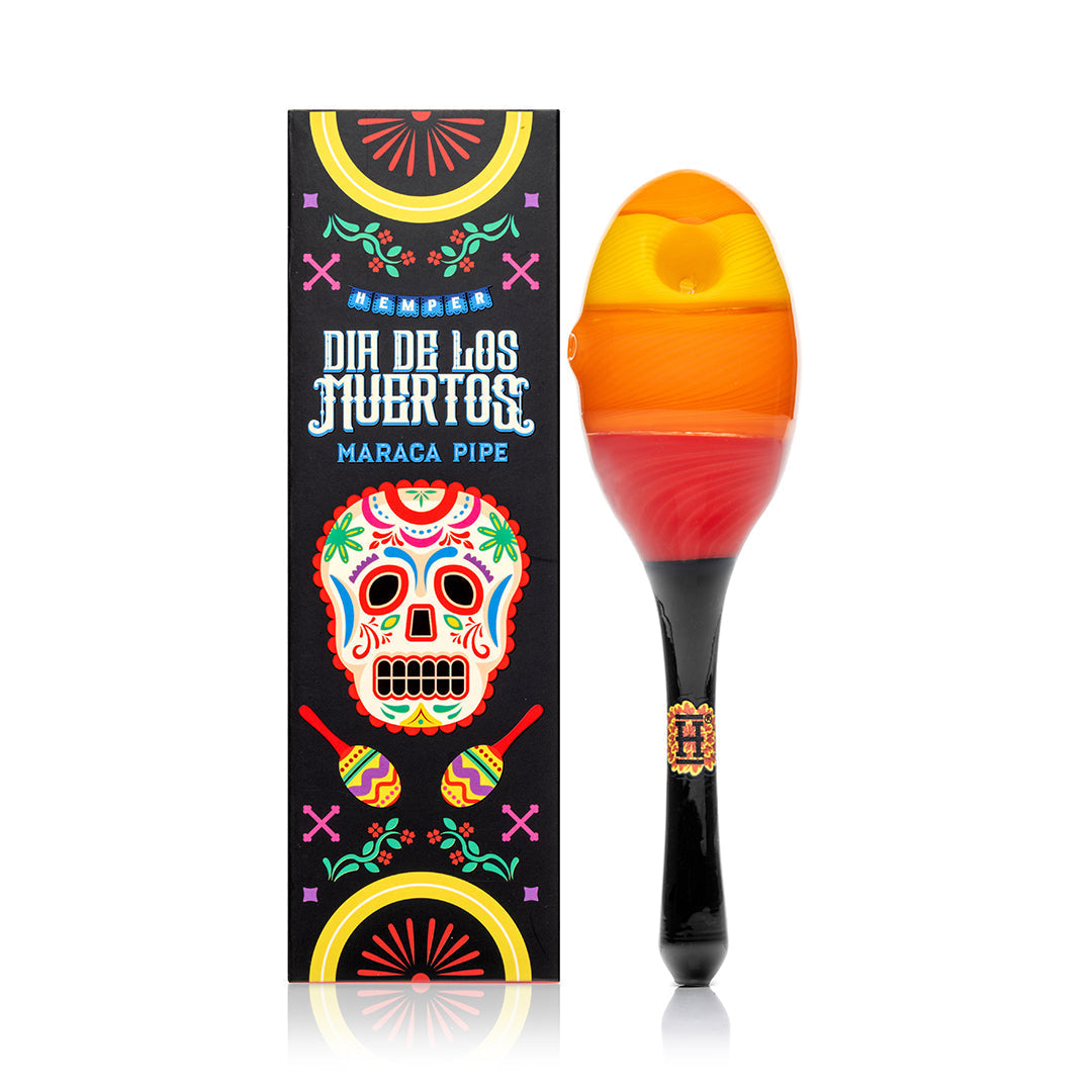 Dia De Los Muertos Maraca Hand Pipe by Smoke Drop | Buddy Brandz