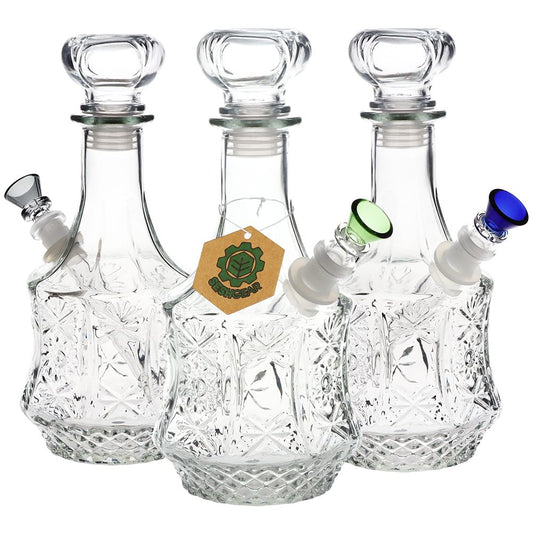 SeshGear Vintage Decanter Style Glass Water Pipe - 10" / 14mm F / Sun Flower / Colors Vary by Smoke Drop | Buddy Brandz | Buddy Brandz