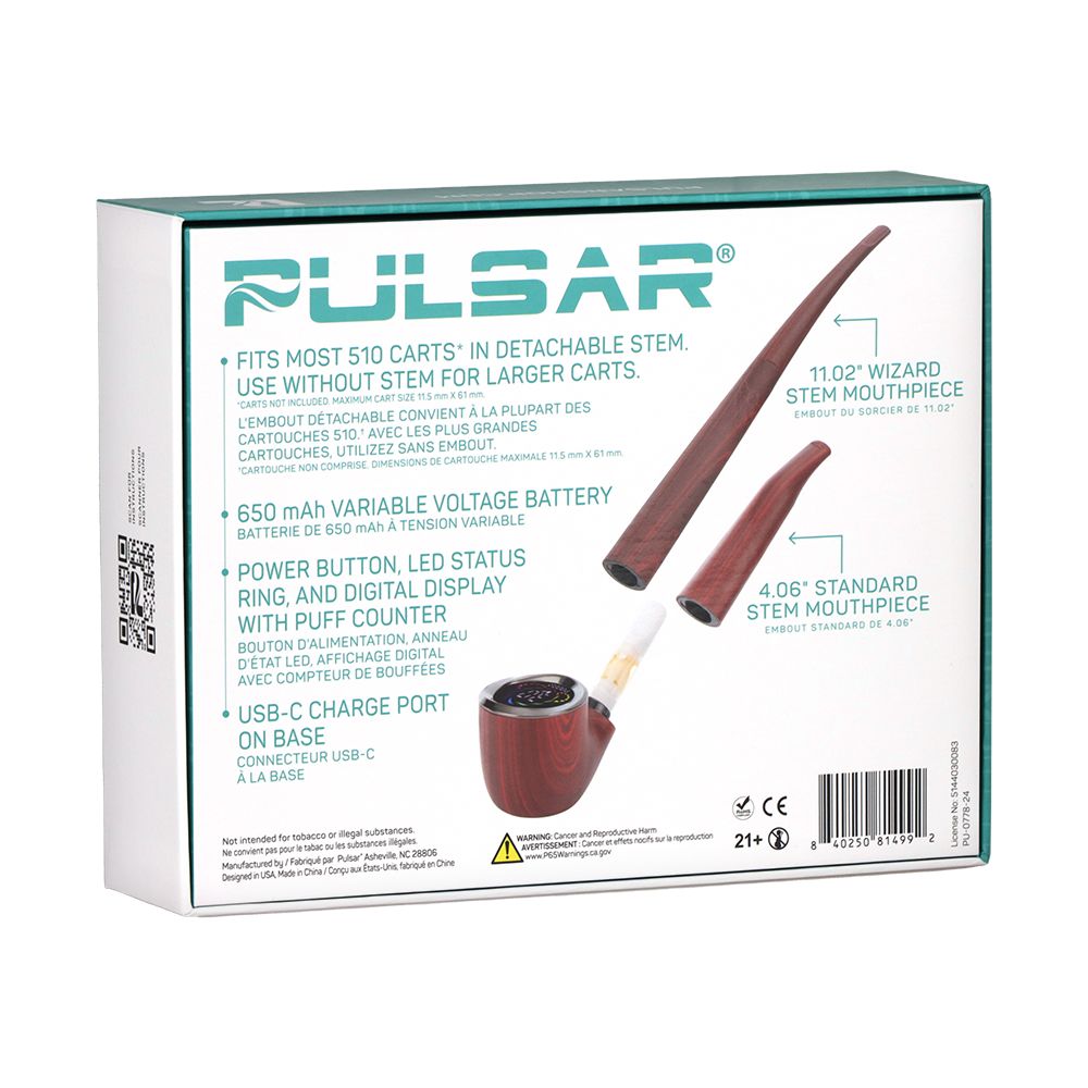 Pulsar 510 DL Wizard Pipe Variable Voltage Cartridge Vape by Smoke Drop - view 24 | Buddy Brandz