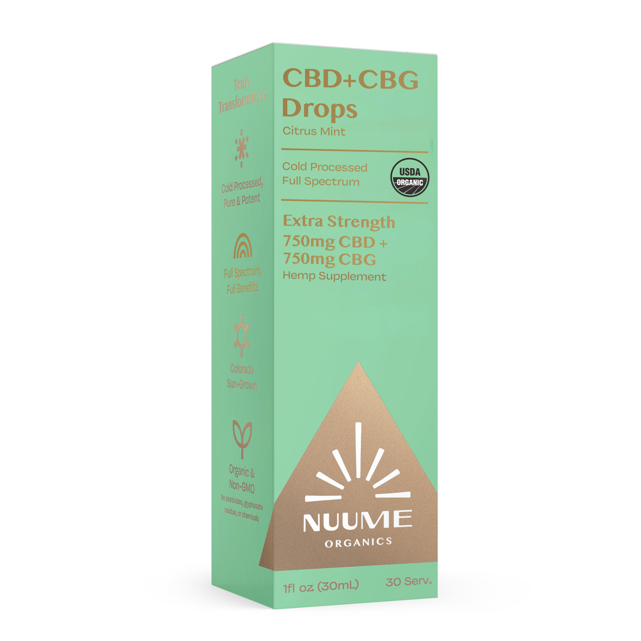 Organic CBG+CBD Drops Citrus Mint - Extra Strength 750mg+750mg by Smoke Drop | Buddy Brandz