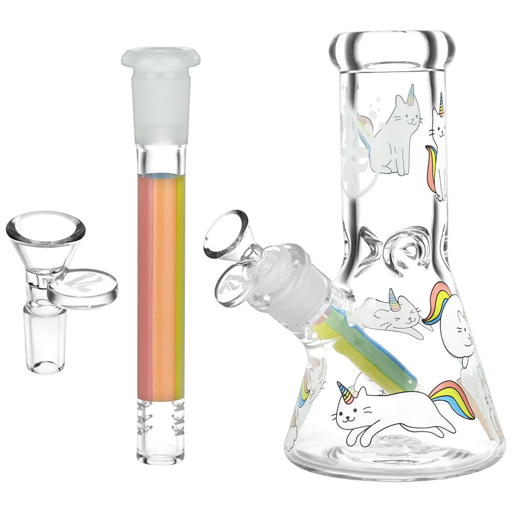 Pulsar Caticorns Design Glass Beaker Water Pipe by Smoke Drop - view 3 | Buddy Brandz