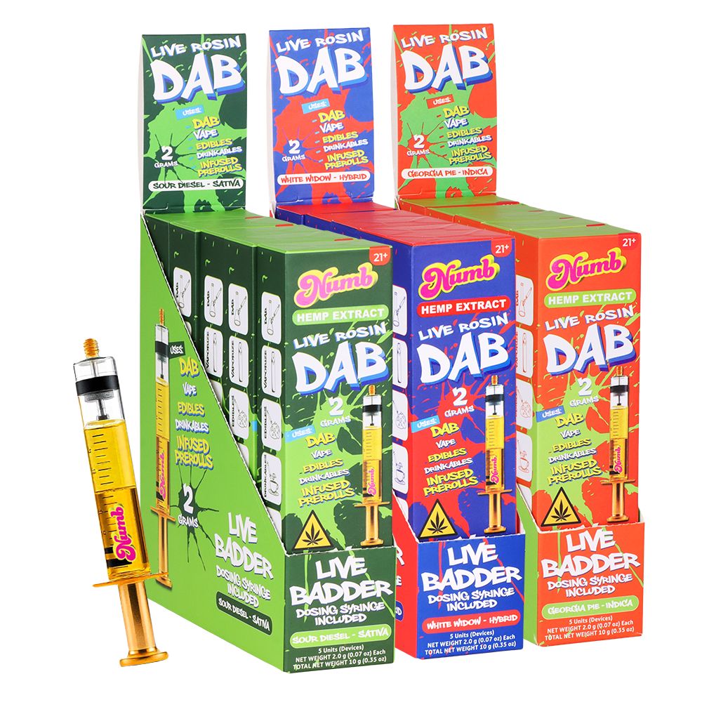 Numb THCA Live Rosin Badder Glass Syringe | 2g | 5ct Display by Smoke Drop | Buddy Brandz