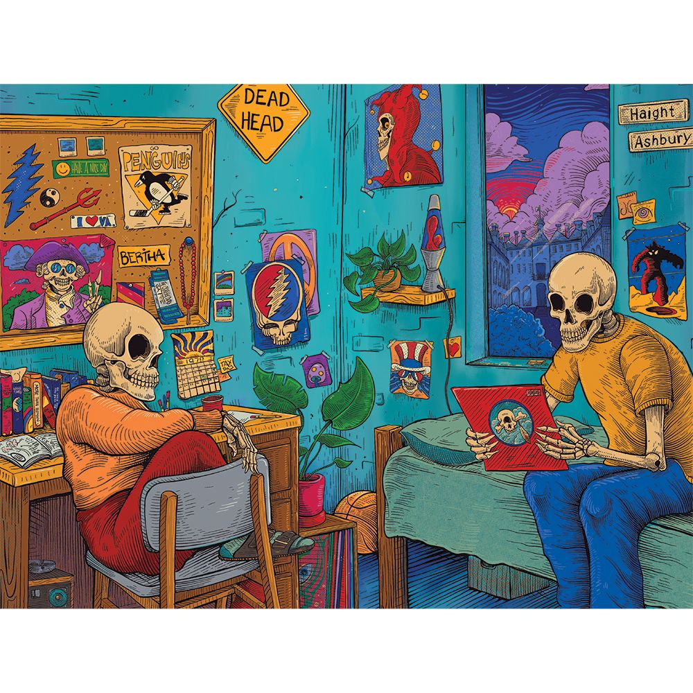 Grateful Dead x Pulsar Inside Print Bent Sherlock Pipe | 4" by Smoke Drop - view 11 | Buddy Brandz