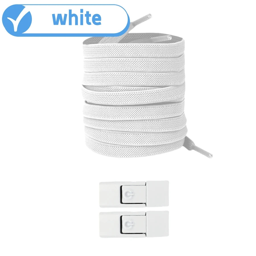 New Without Ties Elastic Laces No Tie Shoe Laces Press Lock Shoelaces Sneaker Kids Adult 8MM Widened Flat Shoelace for Shoes by Buddy Brandz - view 7 | Buddy Brandz