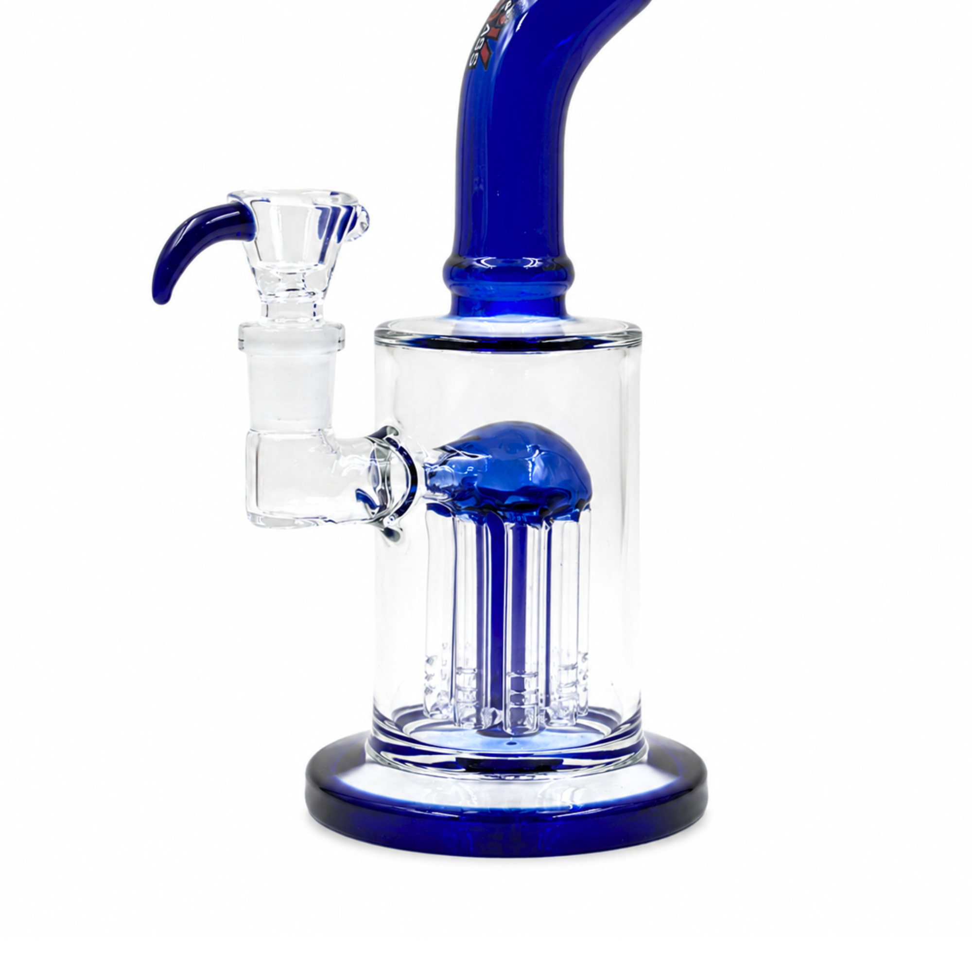 Cobalt Contour 8" Rock Glass Tree Perc Bong