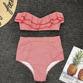 Load image into Gallery viewer, Vintage Striped Ruffled two piece swimsuit
