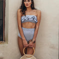 Load image into Gallery viewer, Vintage Striped Ruffled two piece swimsuit
