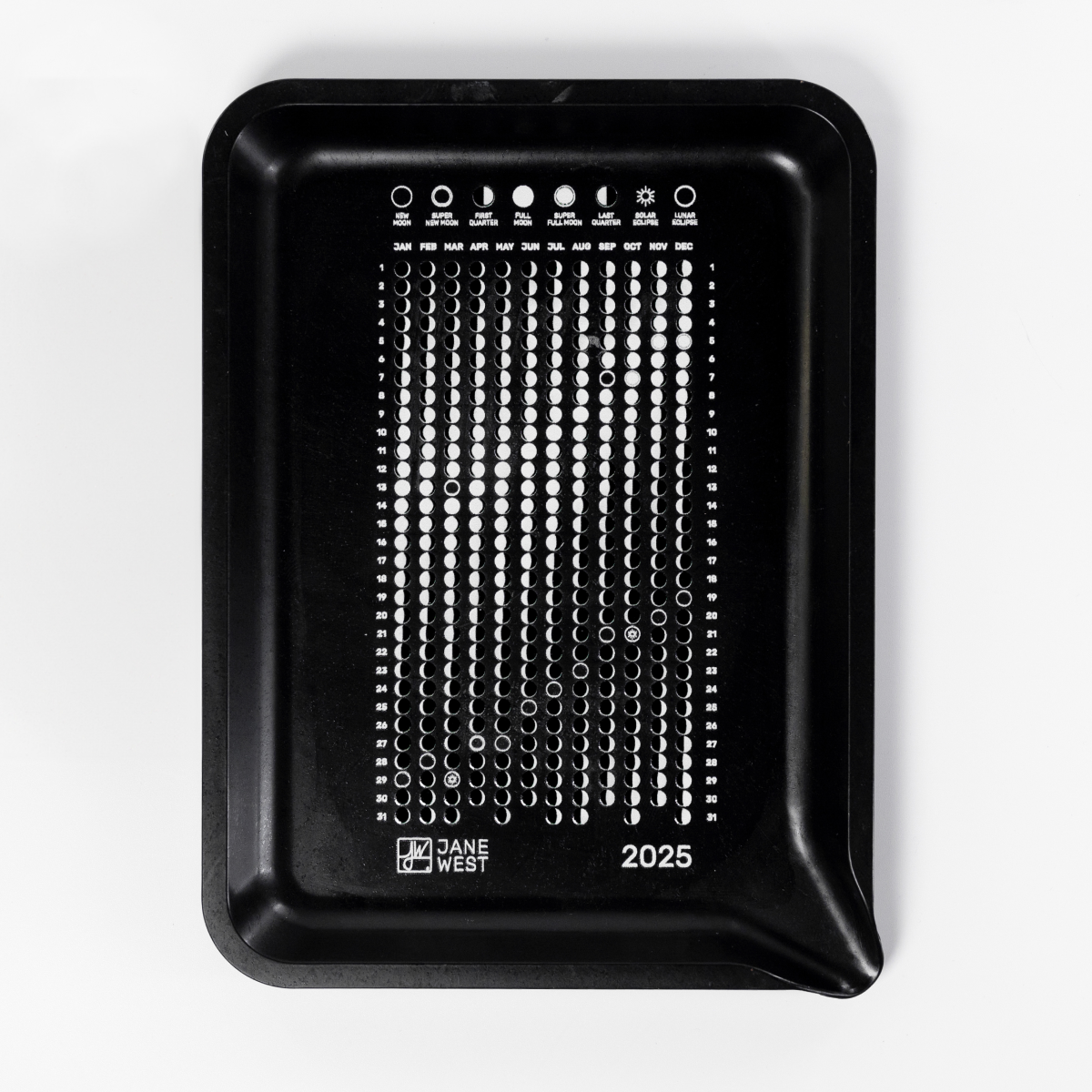 2025 Moon Calendar Hemp Rolling Tray by Jane West | Buddy Brandz