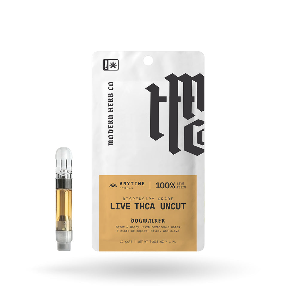 THCa Live Resin Vape Cartridge Uncut: Dogwalker (Hybrid) - 1g by Modern Herb Co | Buddy Brandz